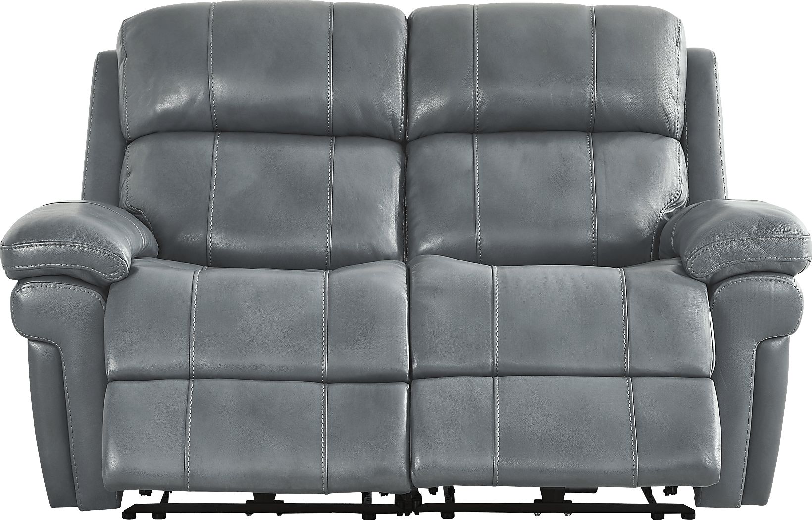Trevino Lane Blue Leather Dual Power Reclining Loveseat
