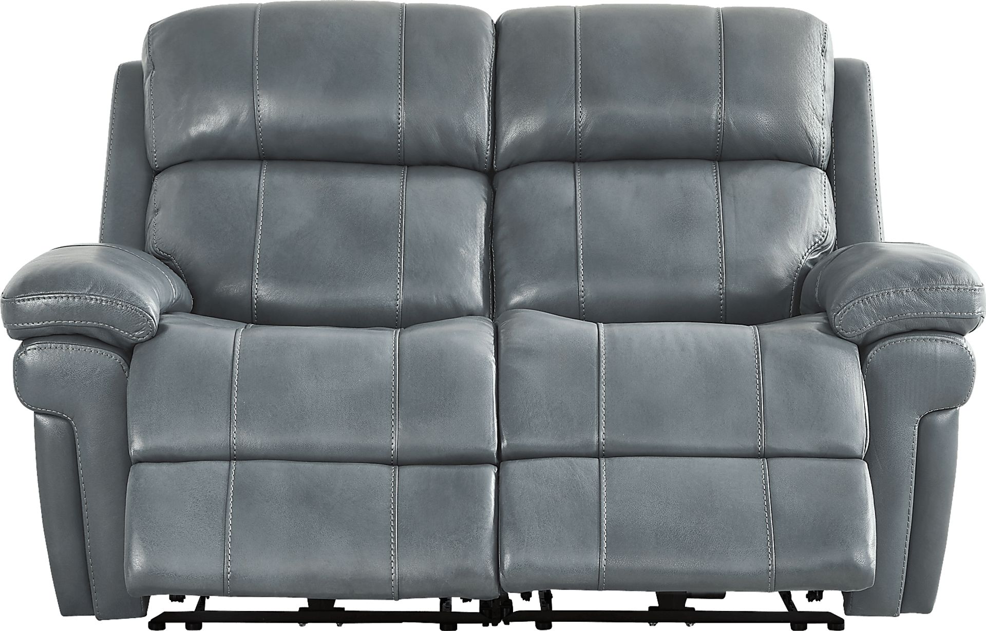 Trevino Lane Blue Leather Dual Power Reclining Loveseat - Image 1