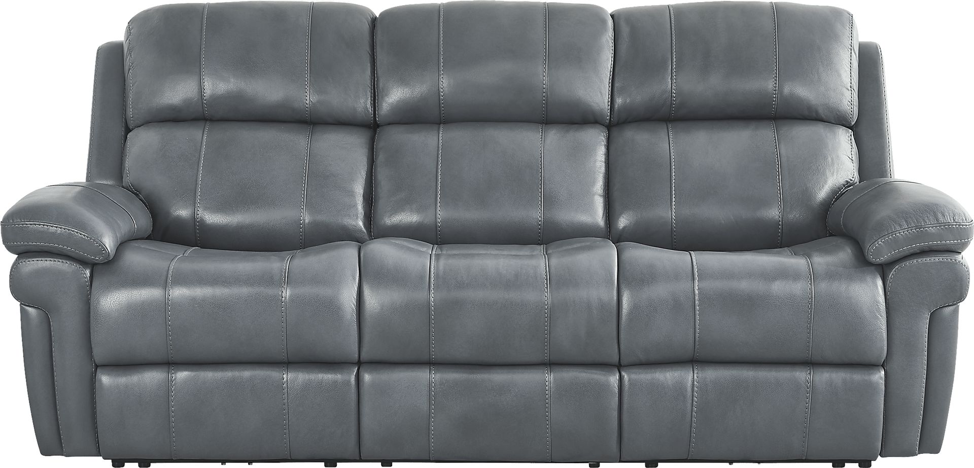 Trevino Lane Blue Leather Dual Power Reclining Sofa - Image 2