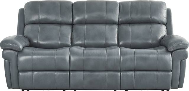 Trevino Lane Blue Leather Dual Power Reclining Sofa - Thumbnail - Image 2