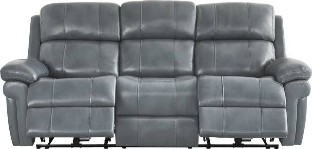 Trevino Lane Blue Leather Dual Power Reclining Sofa - Thumbnail - Image 2