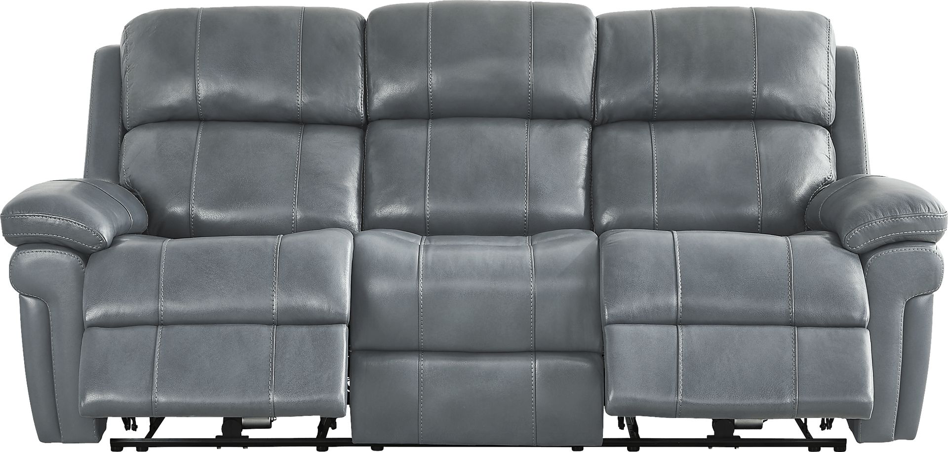 Trevino Lane Blue Leather Dual Power Reclining Sofa - Image 2
