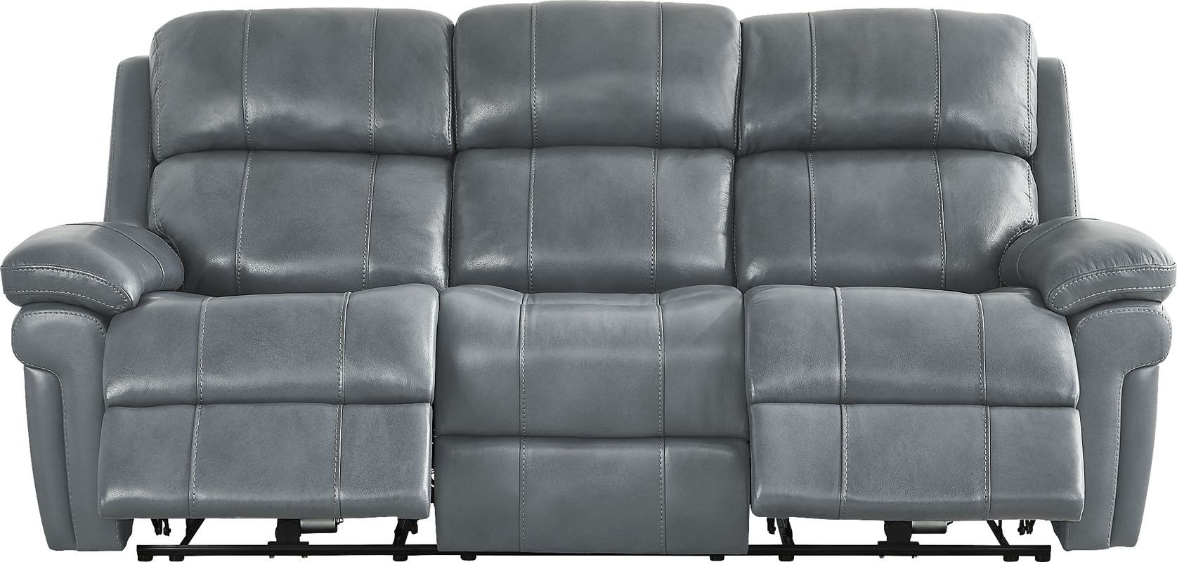 Trevino Lane Blue Leather Dual Power Reclining Sofa