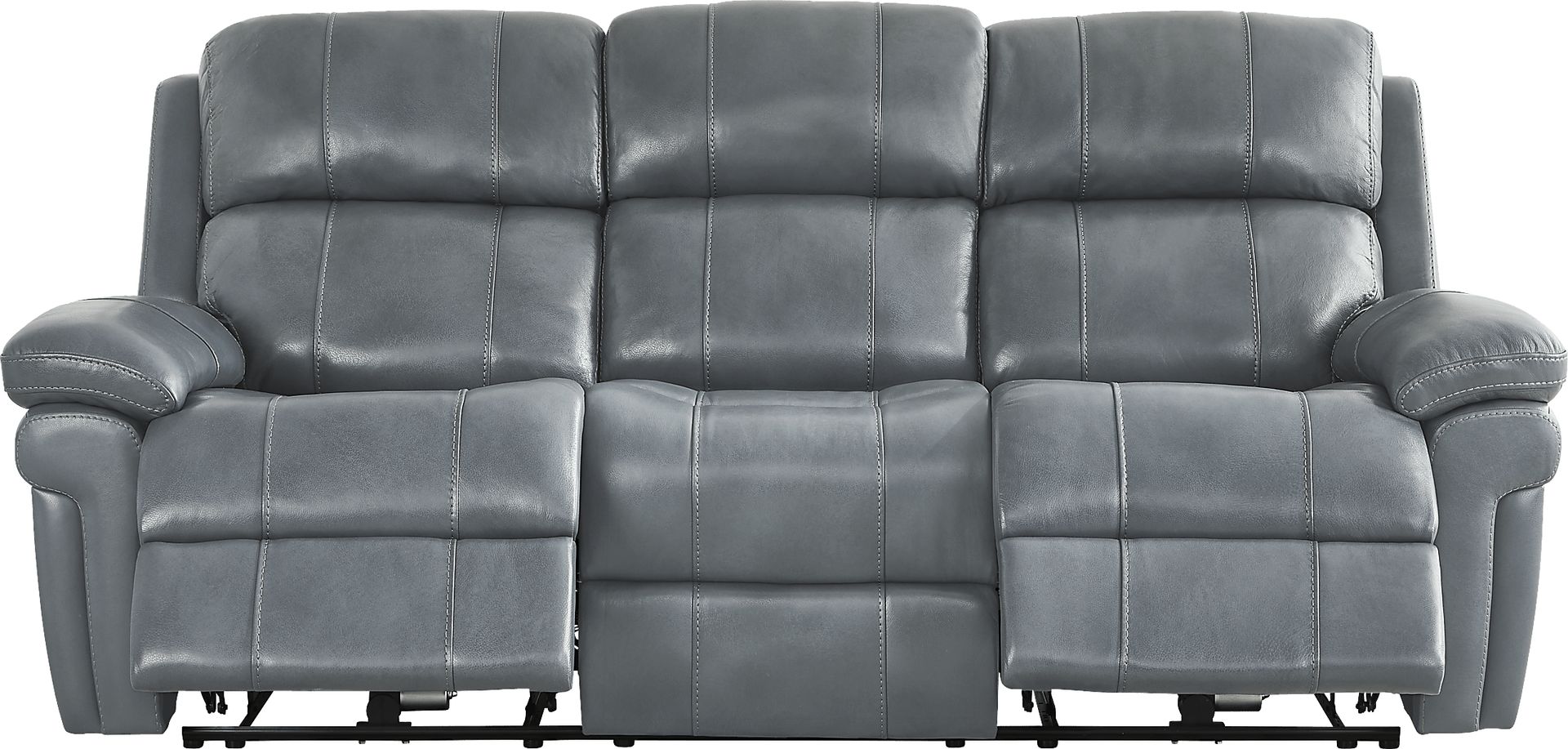 Trevino Lane Blue Leather Dual Power Reclining Sofa - Image 1