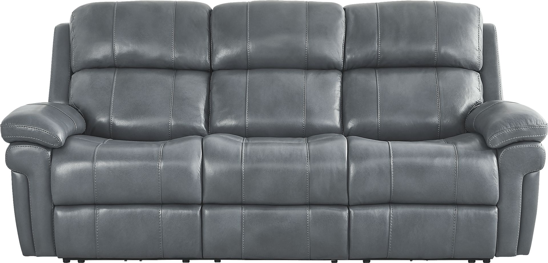 Trevino Lane Blue Leather Dual Power Reclining Sofa - Image 1