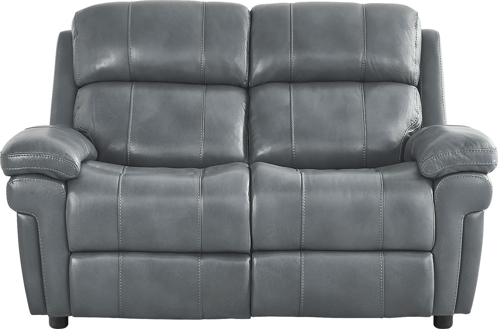 Trevino Lane Blue Leather Loveseat