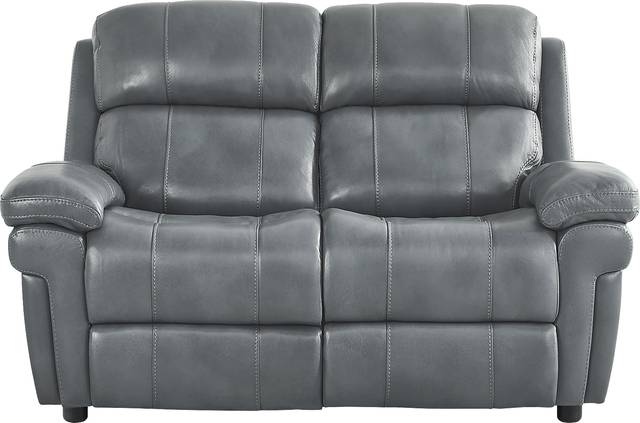 Trevino Lane Blue Leather Loveseat - Thumbnail - Image 1