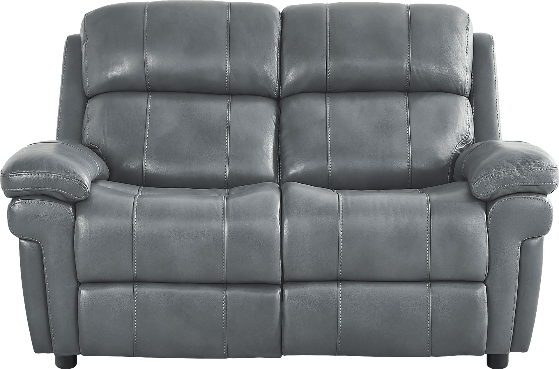 Trevino Lane Blue Leather Loveseat - Image 1