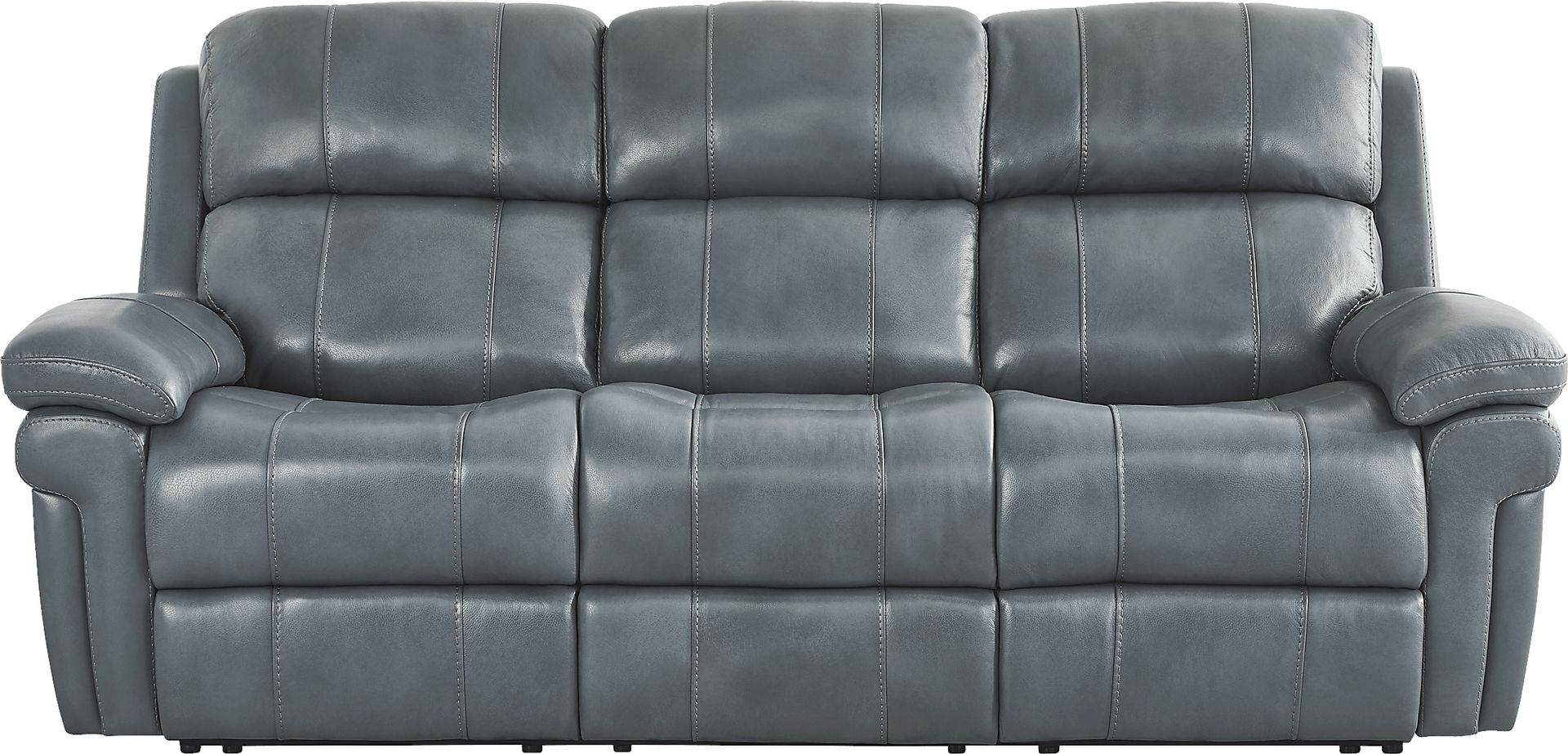 Trevino Lane Blue Leather 2 Pc Living Room with Reclining Sofa - Image 3
