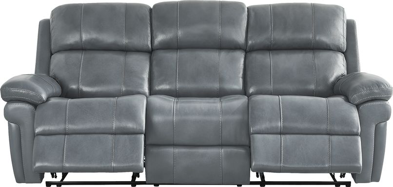 Trevino Lane Blue Leather Reclining Sofa