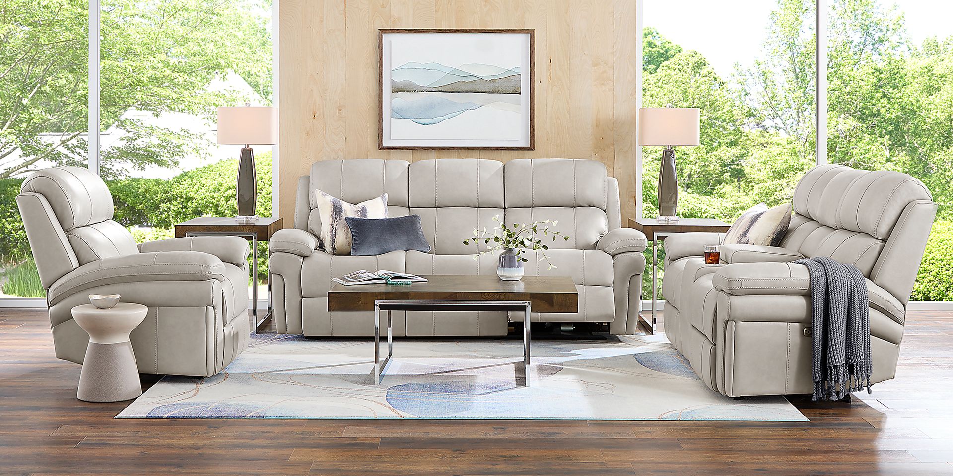Trevino Lane Gray Leather Reclining Sofa - Image 2