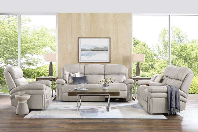 Trevino Lane Gray Leather 7 Pc Dual Power Reclining Living Room with Reclining Sofa - Thumbnail - Image 1