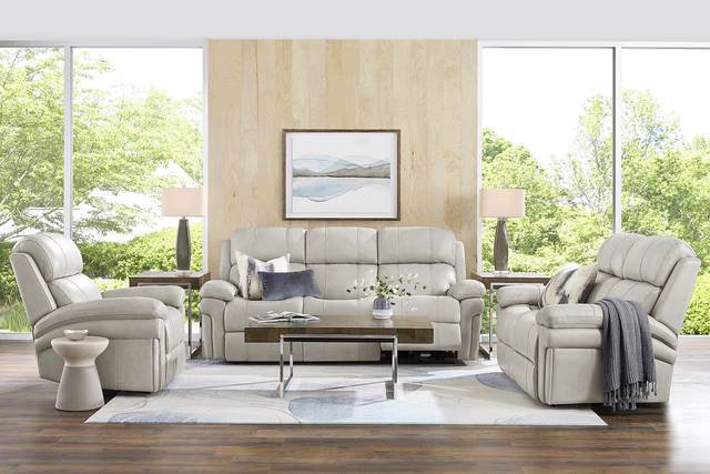 Trevino Lane Gray Leather 7 Pc Living Room with Reclining Sofa - Thumbnail - Image 1