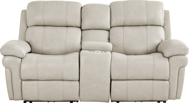 Trevino Lane Gray Leather Dual Power Reclining Console Loveseat - Thumbnail - Image 3