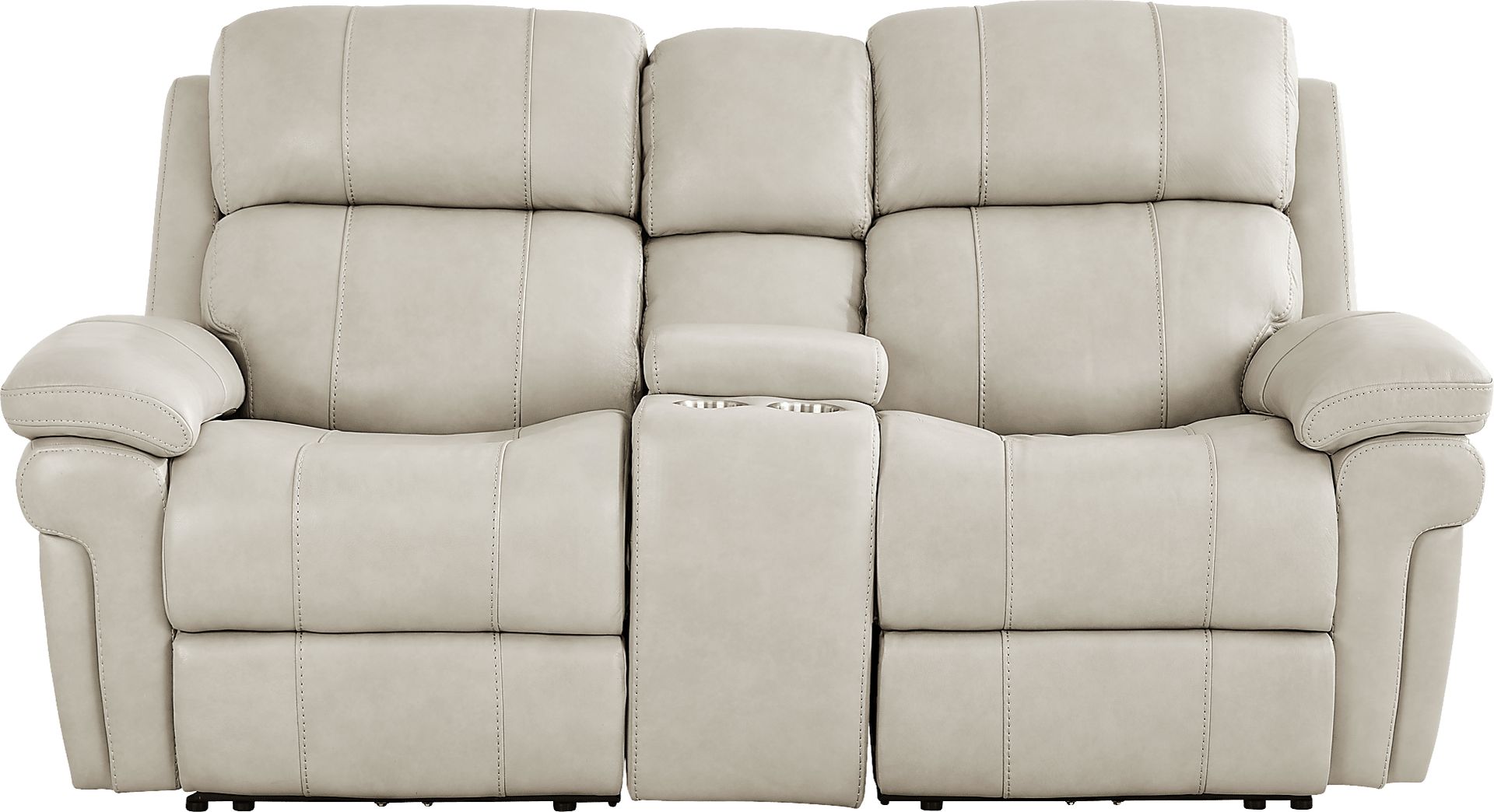 Trevino Lane Gray Leather Dual Power Reclining Console Loveseat - Image 3