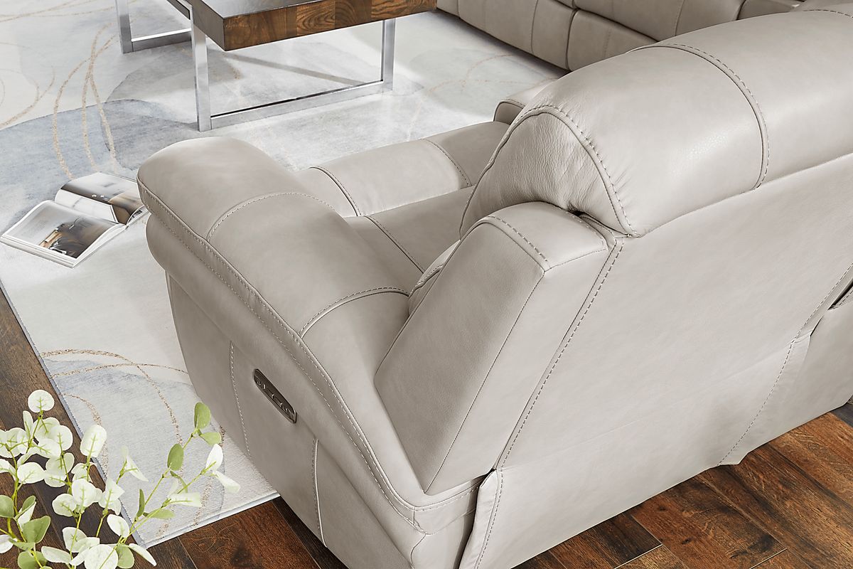 Trevino Lane 6 Pc Gray Leather Dual Power Reclining Living Room Set ...