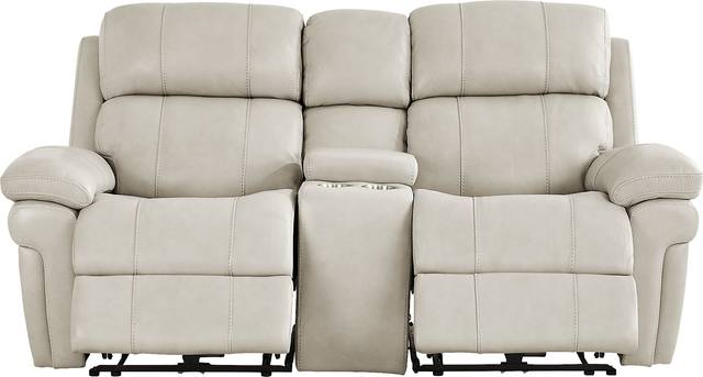 Trevino Lane Gray Leather Dual Power Reclining Console Loveseat - Thumbnail - Image 1