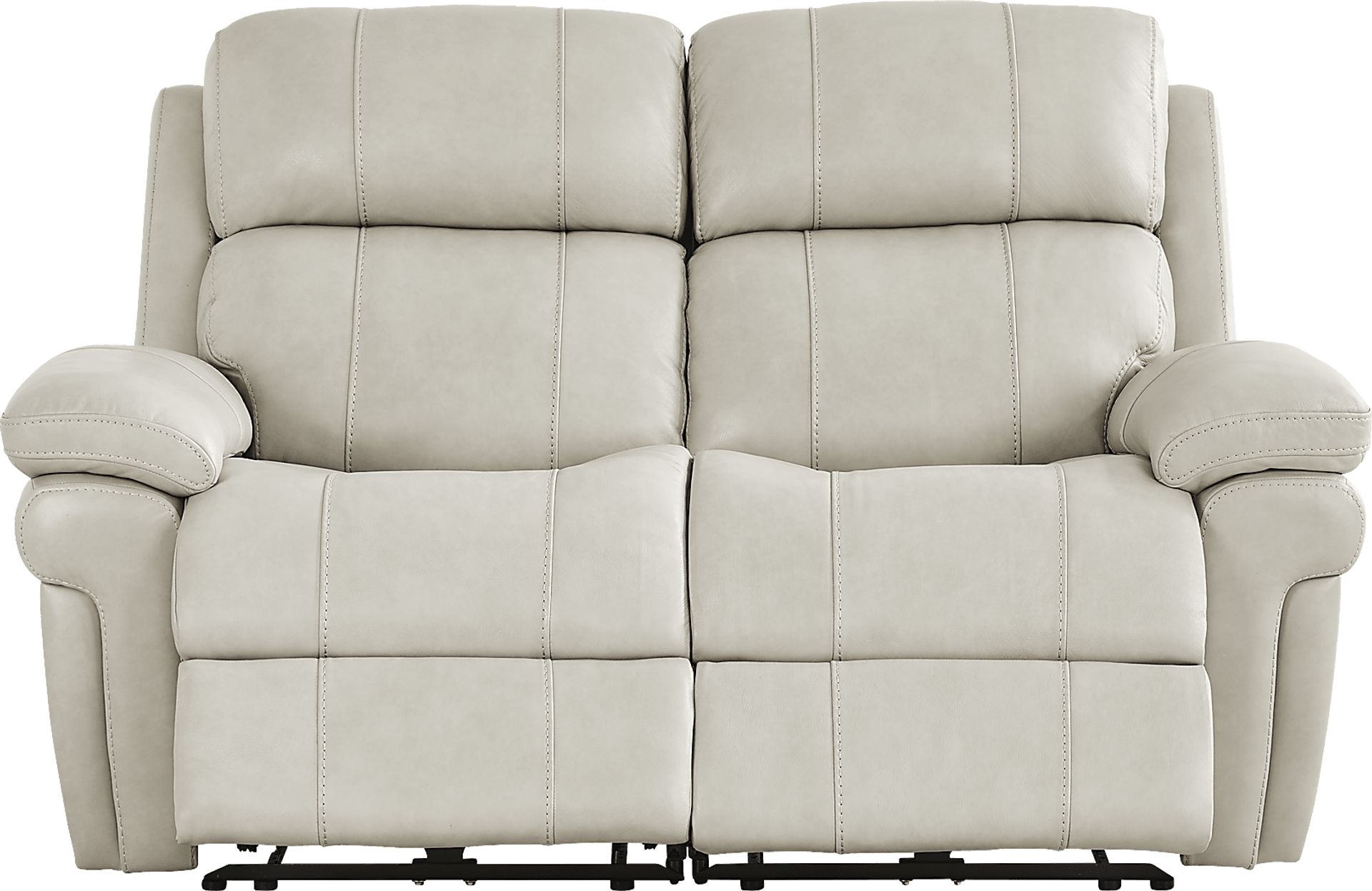 Trevino Lane Gray Leather Dual Power Reclining Loveseat - Image 2