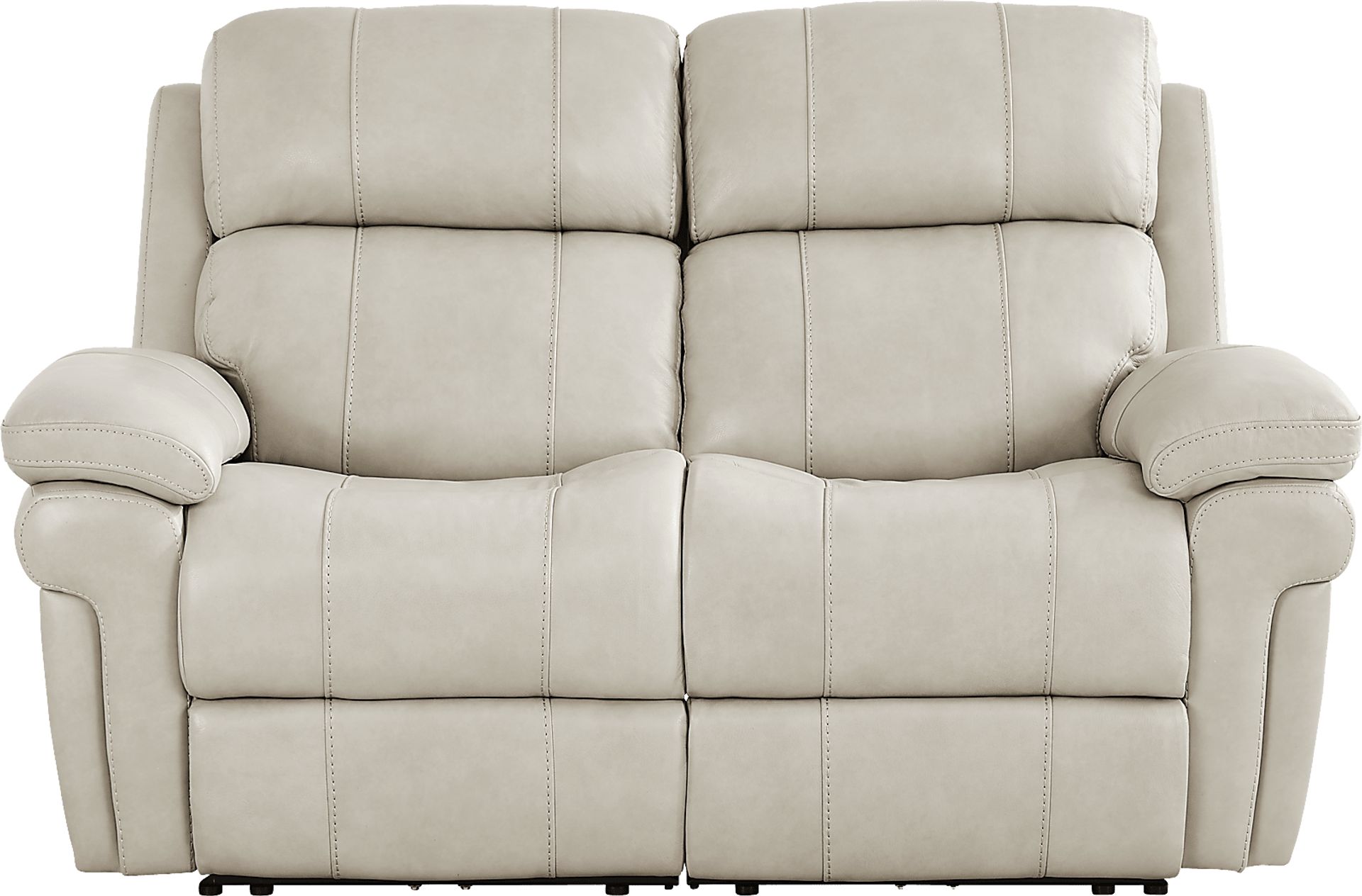 Trevino Lane Gray Leather Dual Power Reclining Loveseat - Image 2