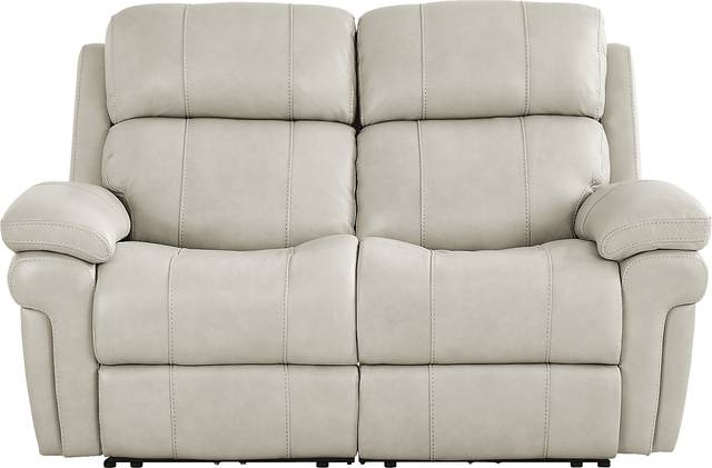 Trevino Lane Gray Leather Dual Power Reclining Loveseat - Thumbnail - Image 1