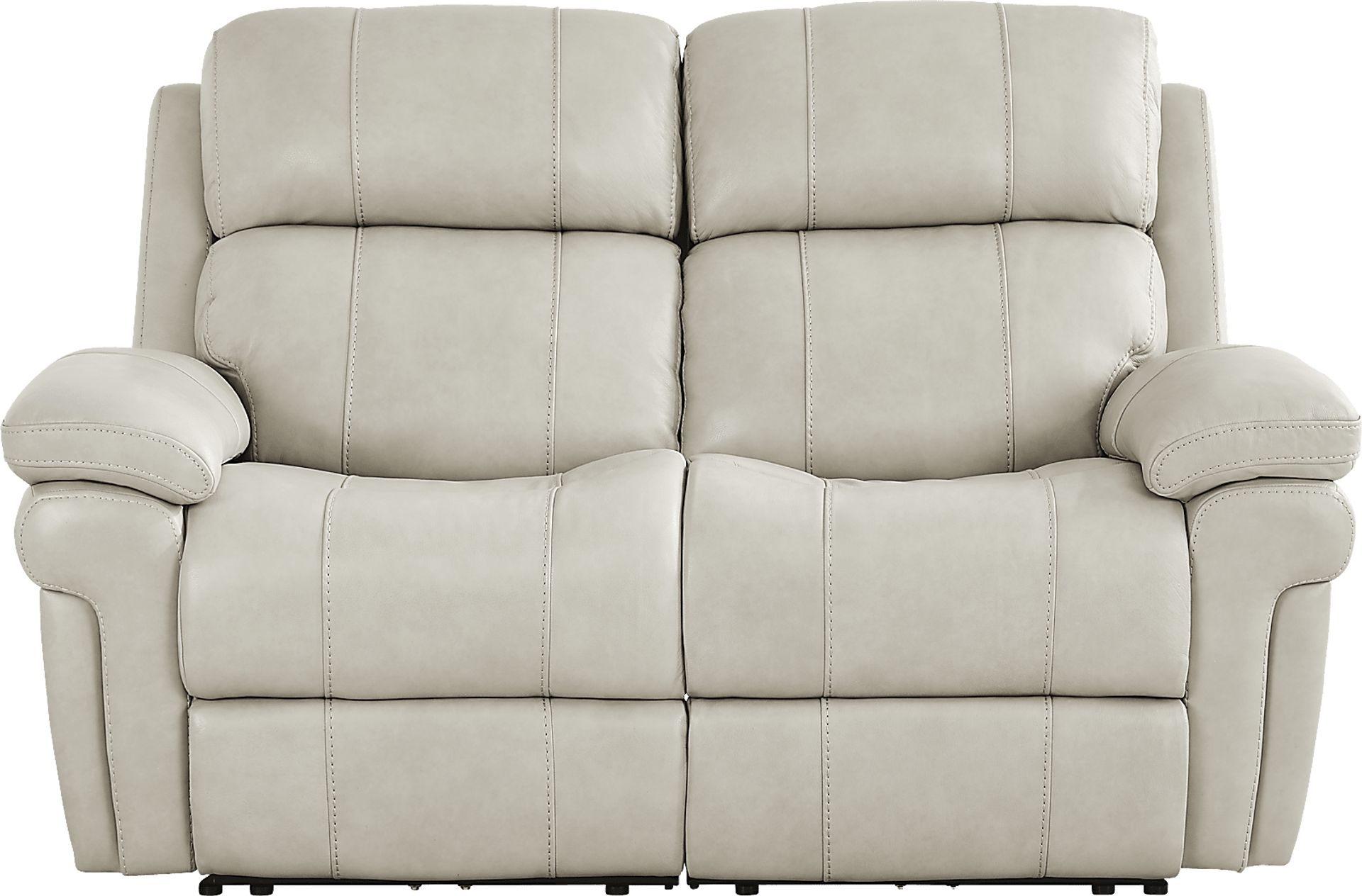 Trevino Lane Gray Leather Dual Power Reclining Loveseat - Image 1