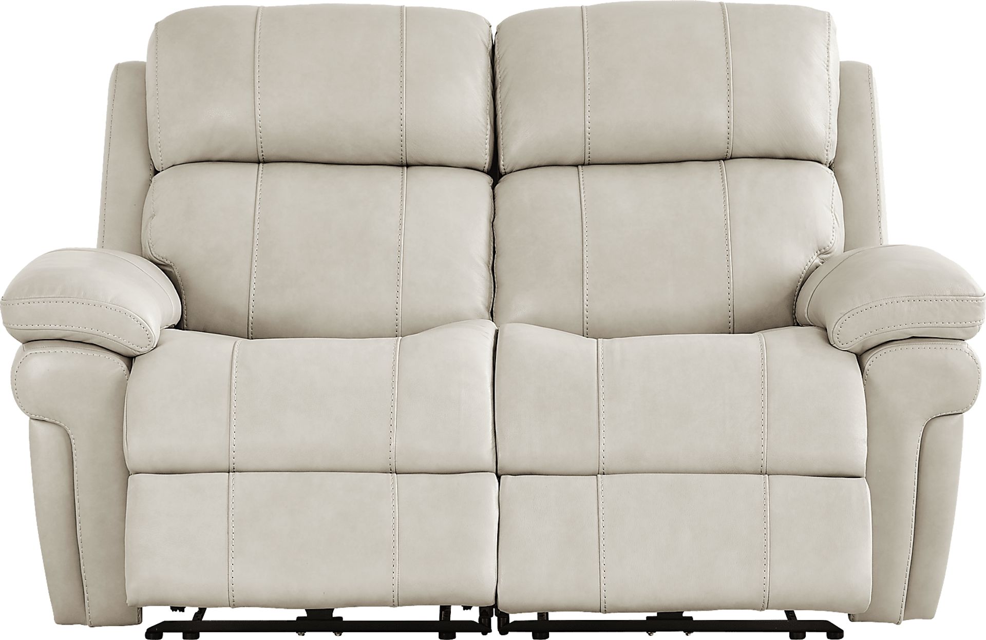 Trevino Lane Gray Leather Dual Power Reclining Loveseat - Image 1