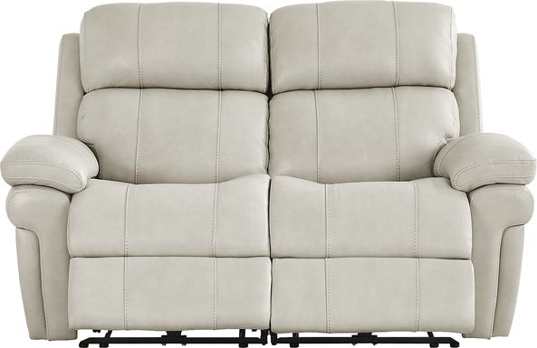 Trevino Lane Gray Leather Dual Power Reclining Loveseat