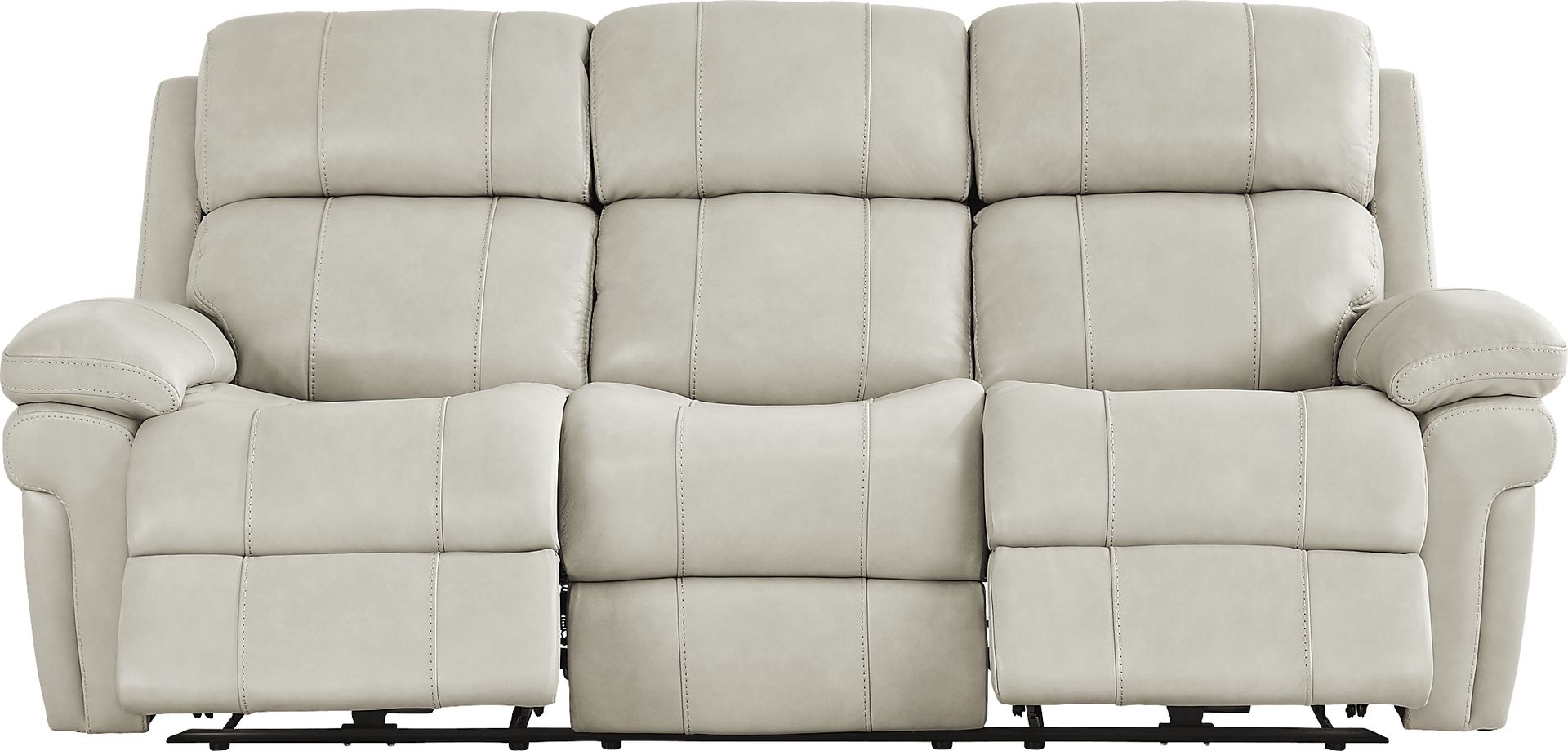 Trevino Lane Gray Leather Dual Power Reclining Sofa - Image 2