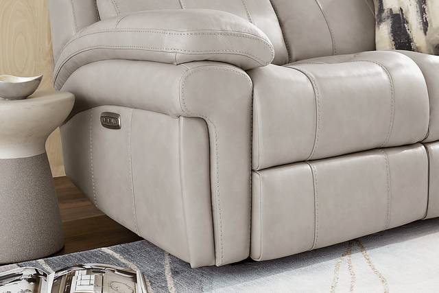 Trevino Lane Gray Leather Dual Power Reclining Sofa - Thumbnail - Image 3