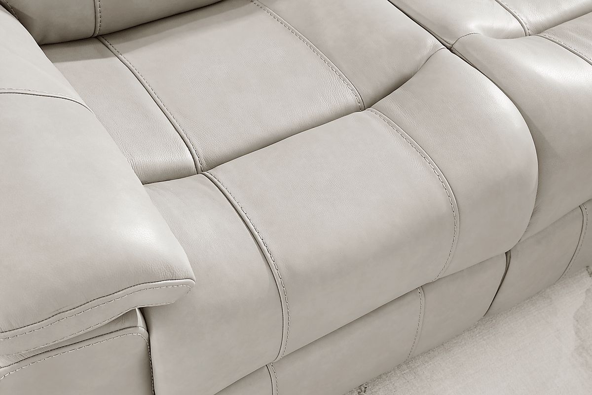 Trevino Lane Gray Leather Dual Power Reclining Sofa | Rooms to Go