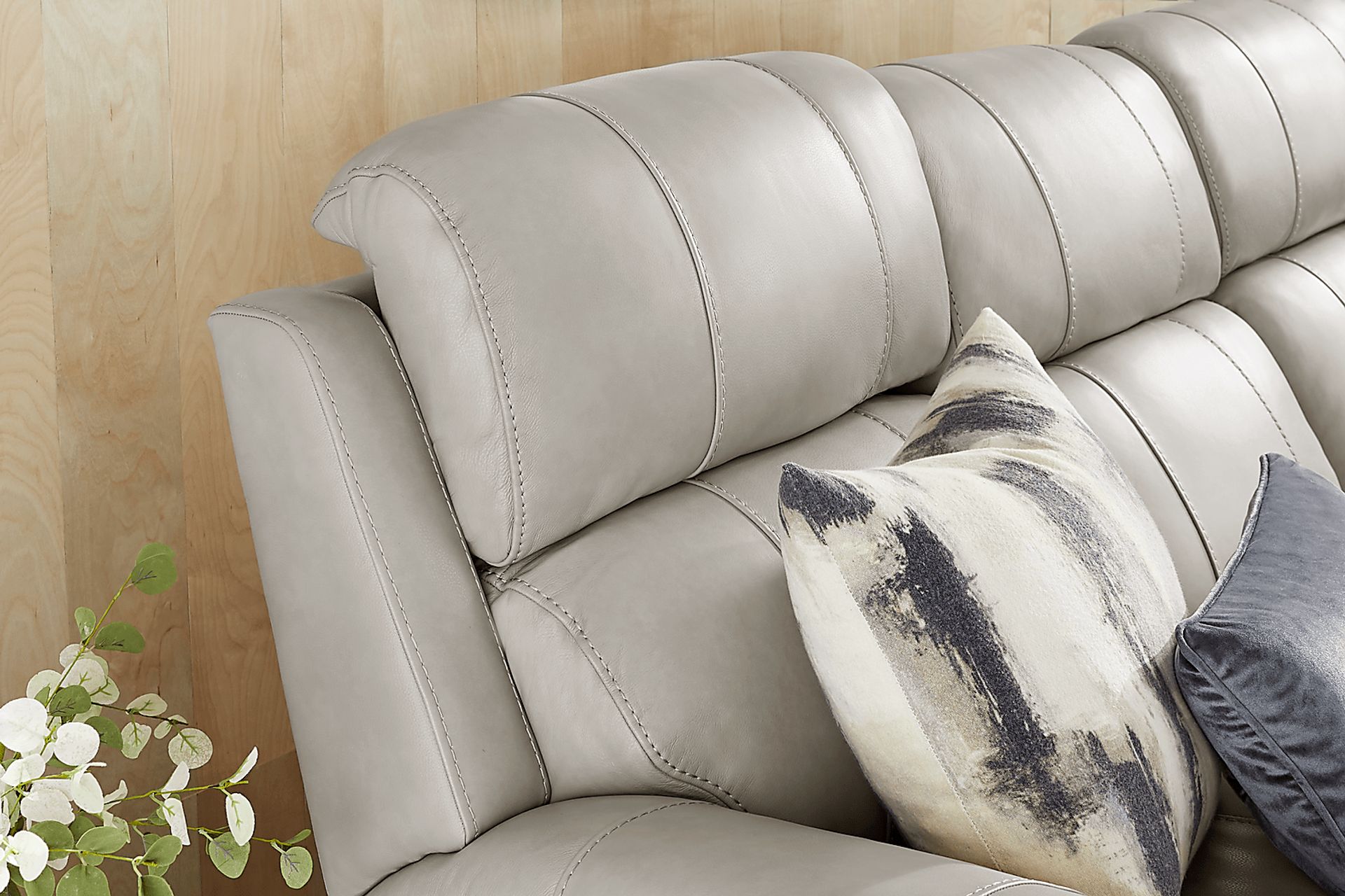 Trevino Lane Gray Leather Dual Power Reclining Sofa - Image 6