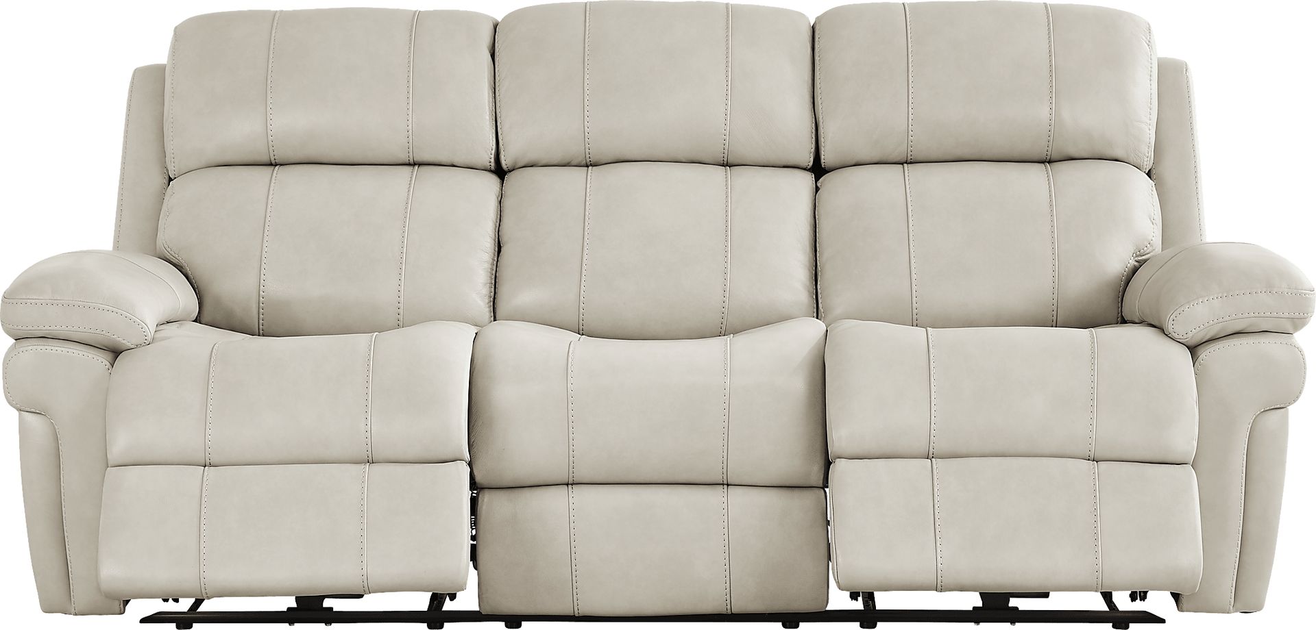 Trevino Lane Gray Leather Dual Power Reclining Sofa - Image 1