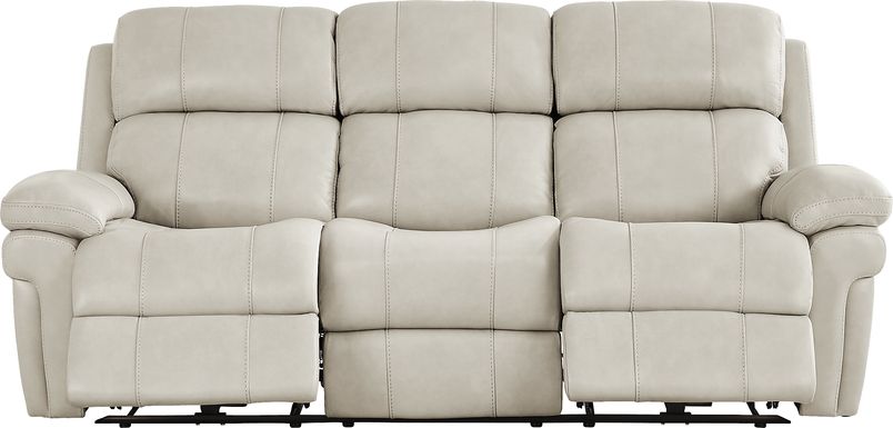 Trevino Lane Gray Leather Dual Power Reclining Sofa