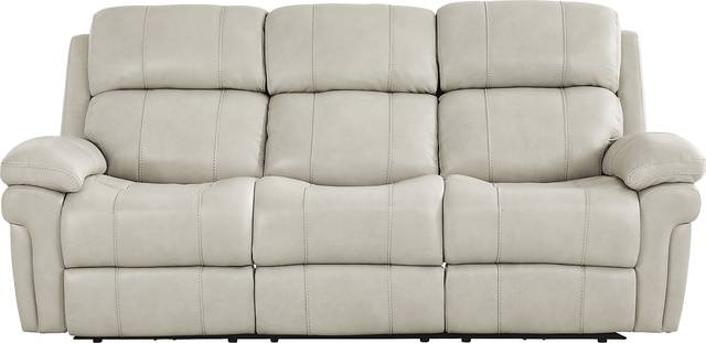 Trevino Lane Gray Leather Dual Power Reclining Sofa - Thumbnail - Image 1