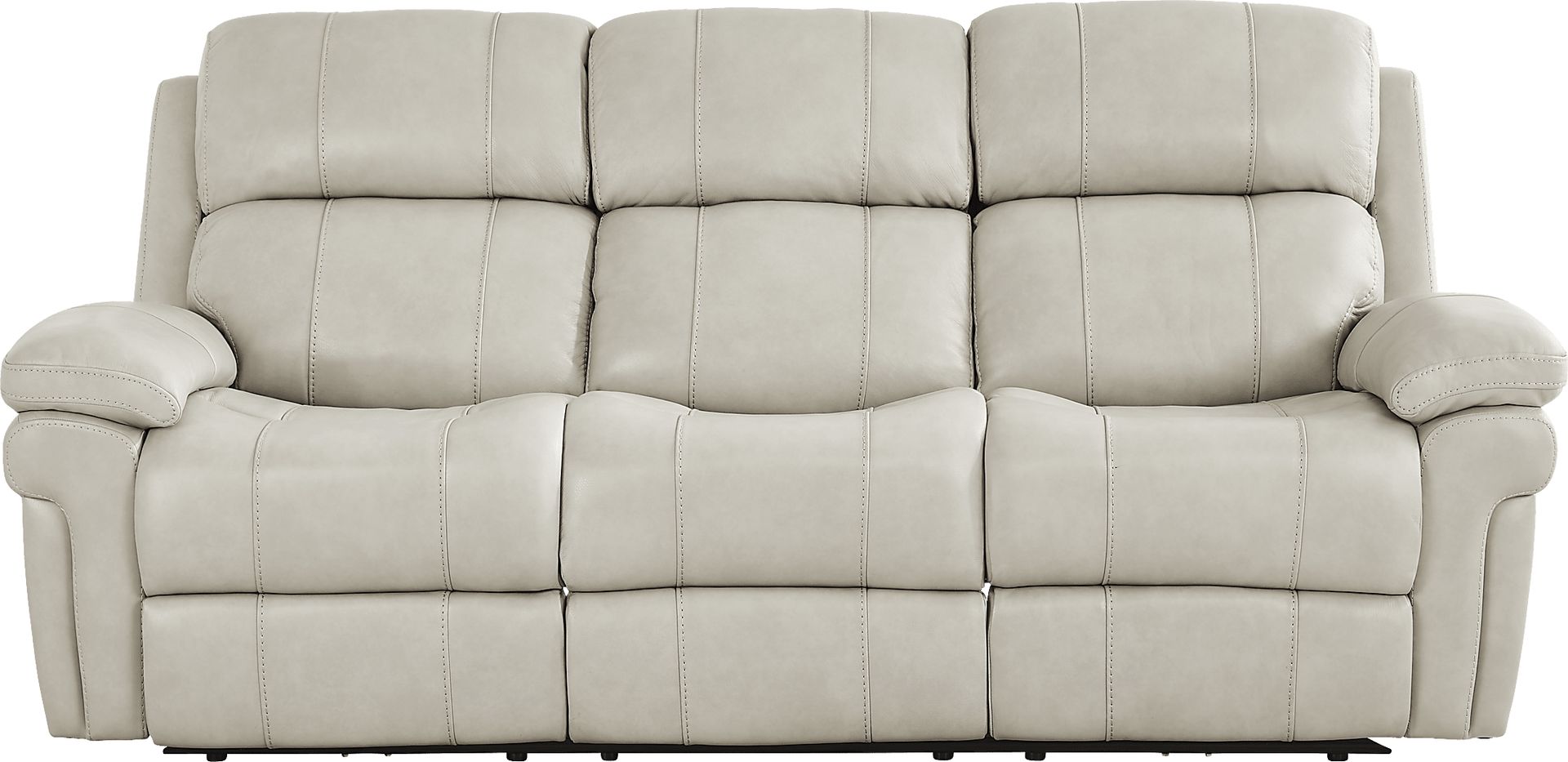 Trevino Lane Gray Leather Dual Power Reclining Sofa - Image 1