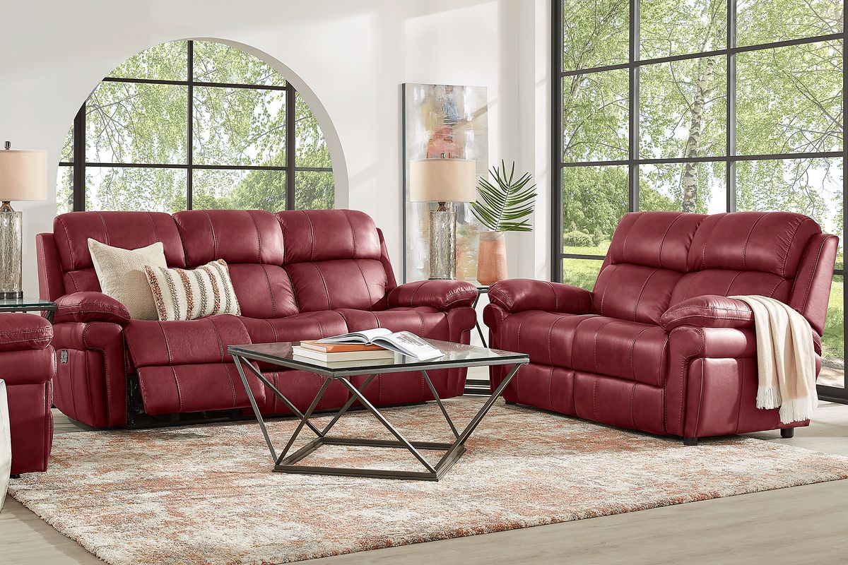 Trevino Place 3 Pc Burdy Red Leather