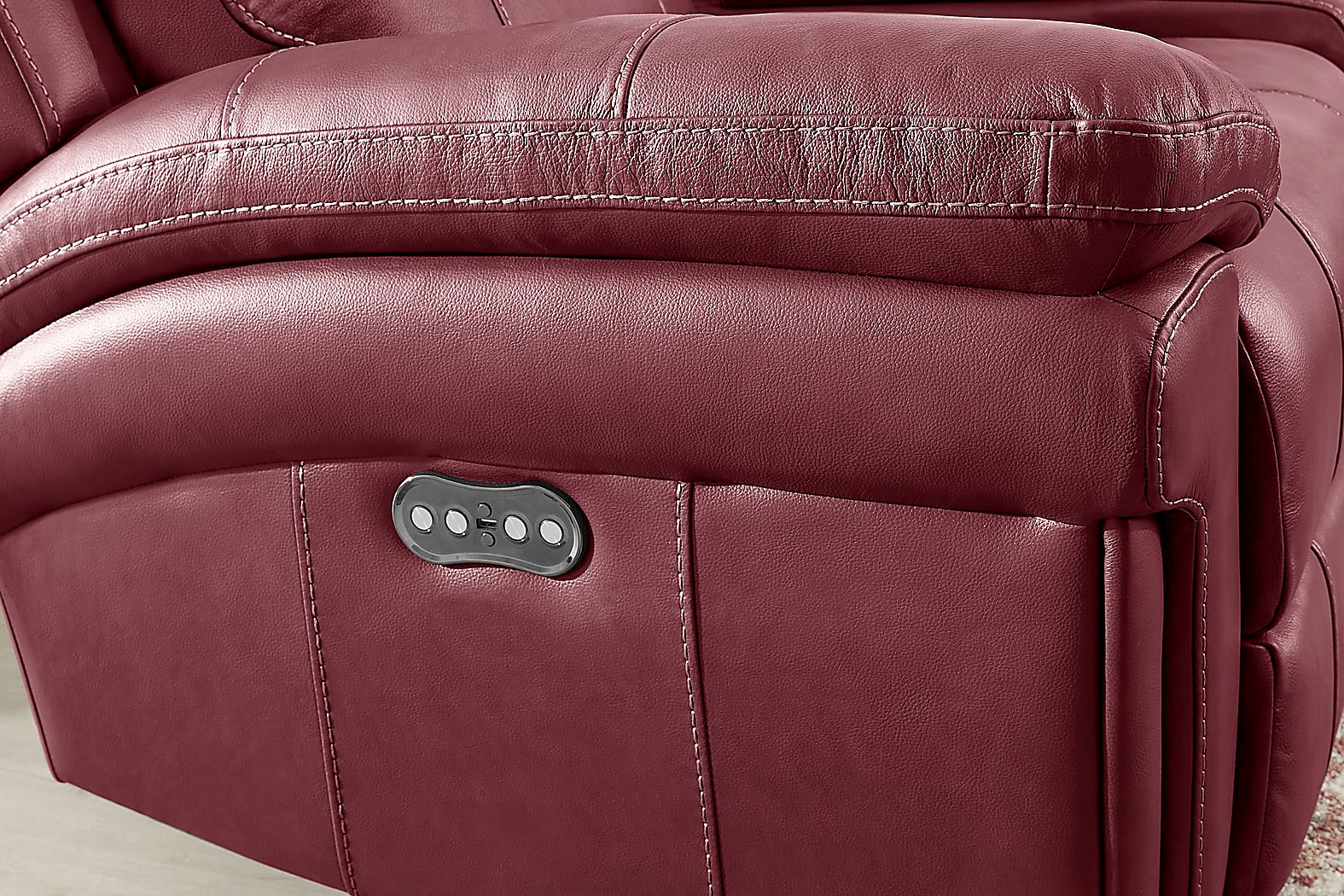 Trevino Place Burgundy Leather Dual Power Recliner - Rooms To Go