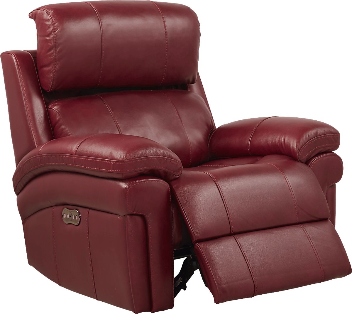 Trevino Place Burgundy Red Leather Dual Power Recliner Rooms to Go - Main Image