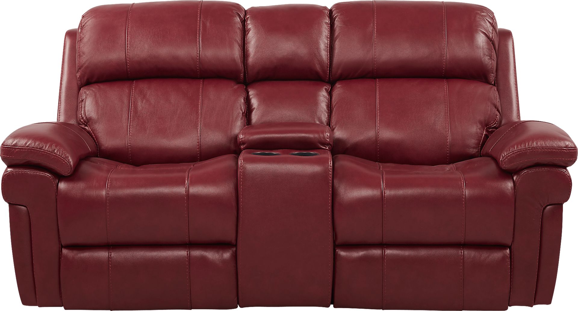 Trevino Place Burgundy Leather Dual Power Reclining Console Loveseat - Image 2