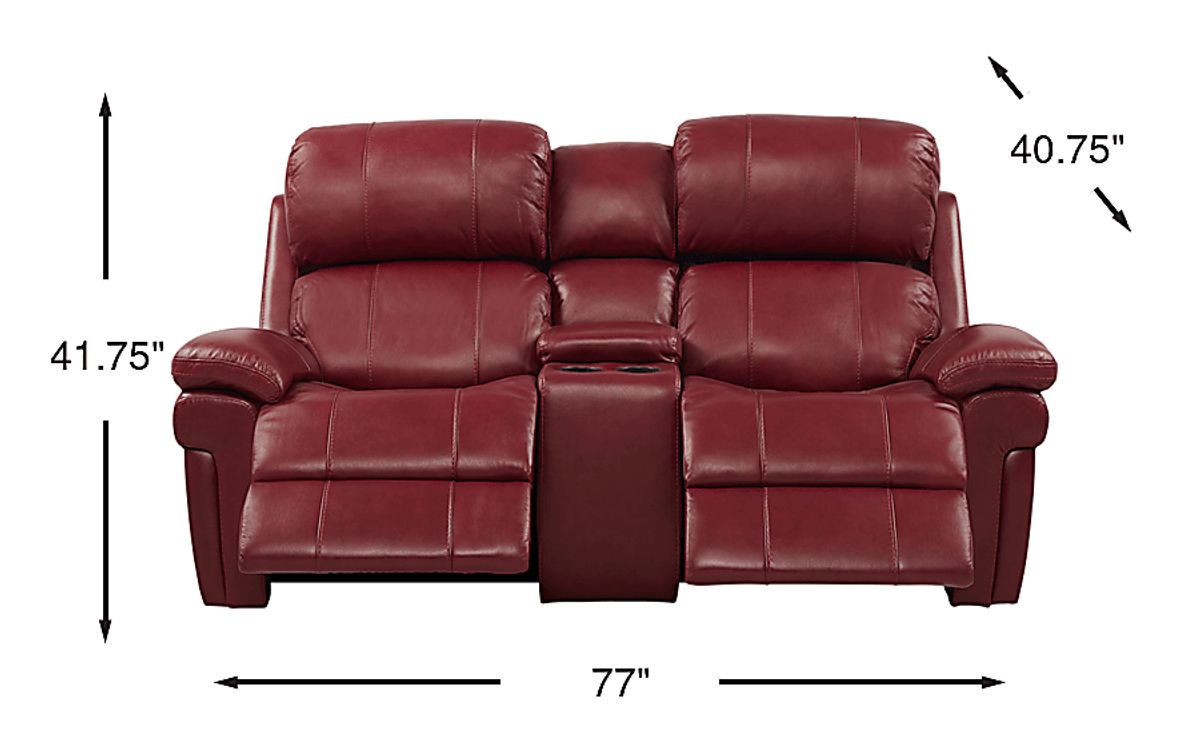 Trevino Place Burgundy Red Leather Dual Power Reclining Loveseat