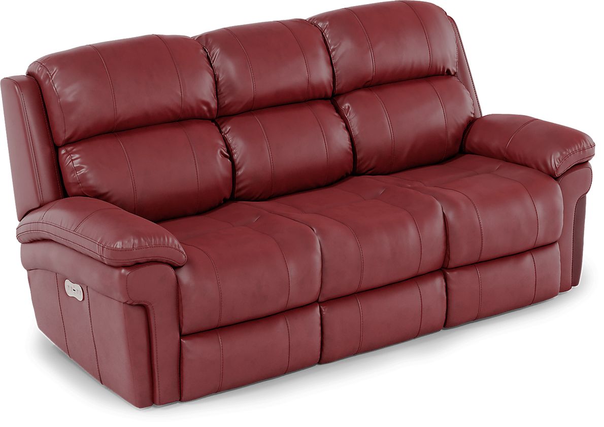 Trevino Place Burgundy Leather Dual Power Reclining Sofa Rooms To Go