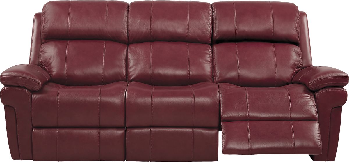 Trevino Place 2 Pc Burgundy Red Leather NonPower Reclining Living Room Set With Reclining Sofa