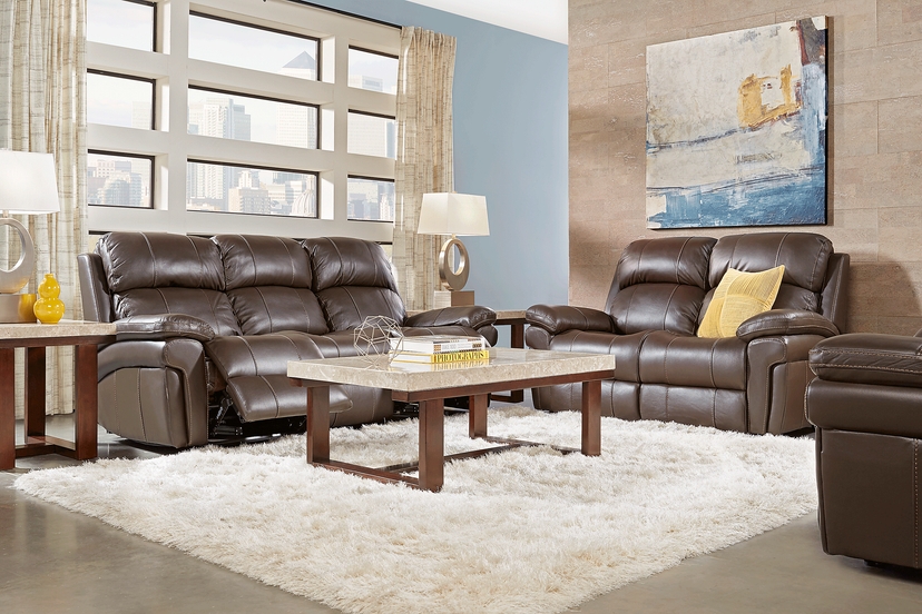 Trevino Place Chocolate Leather 2 Pc Living Room with Reclining Sofa