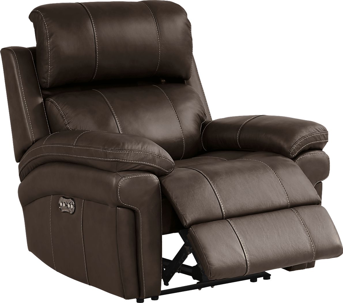Trevino Place Chocolate Leather Dual Power Recliner Rooms To Go