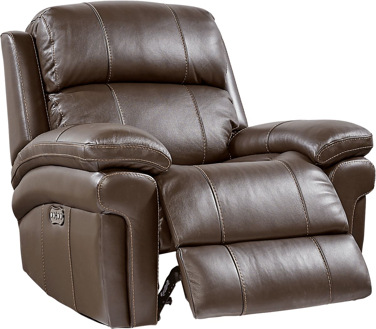 Trevino Place Chocolate Brown Leather Dual Power Recliner Rooms to Go