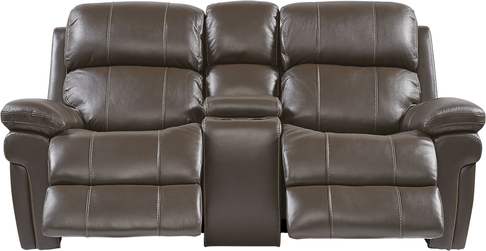 Trevino Place Chocolate Leather Dual Power Reclining Console Loveseat - Image 2