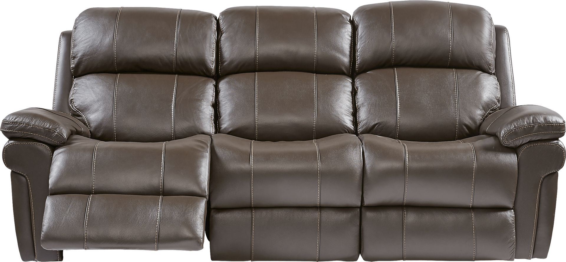 Trevino Place Chocolate Leather Dual Power Reclining Sofa - Image 5