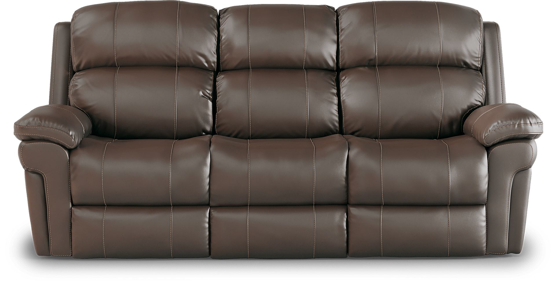 Trevino Place Chocolate Leather Dual Power Reclining Sofa - Image 1