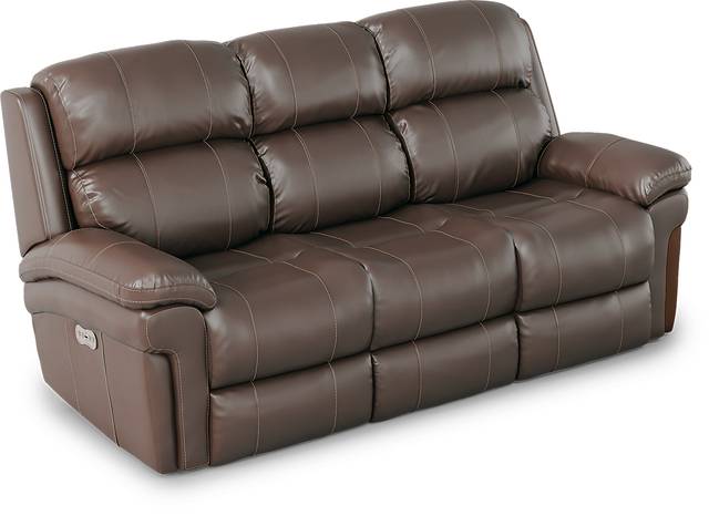Trevino Place Chocolate Leather Dual Power Reclining Sofa - Thumbnail - Image 2