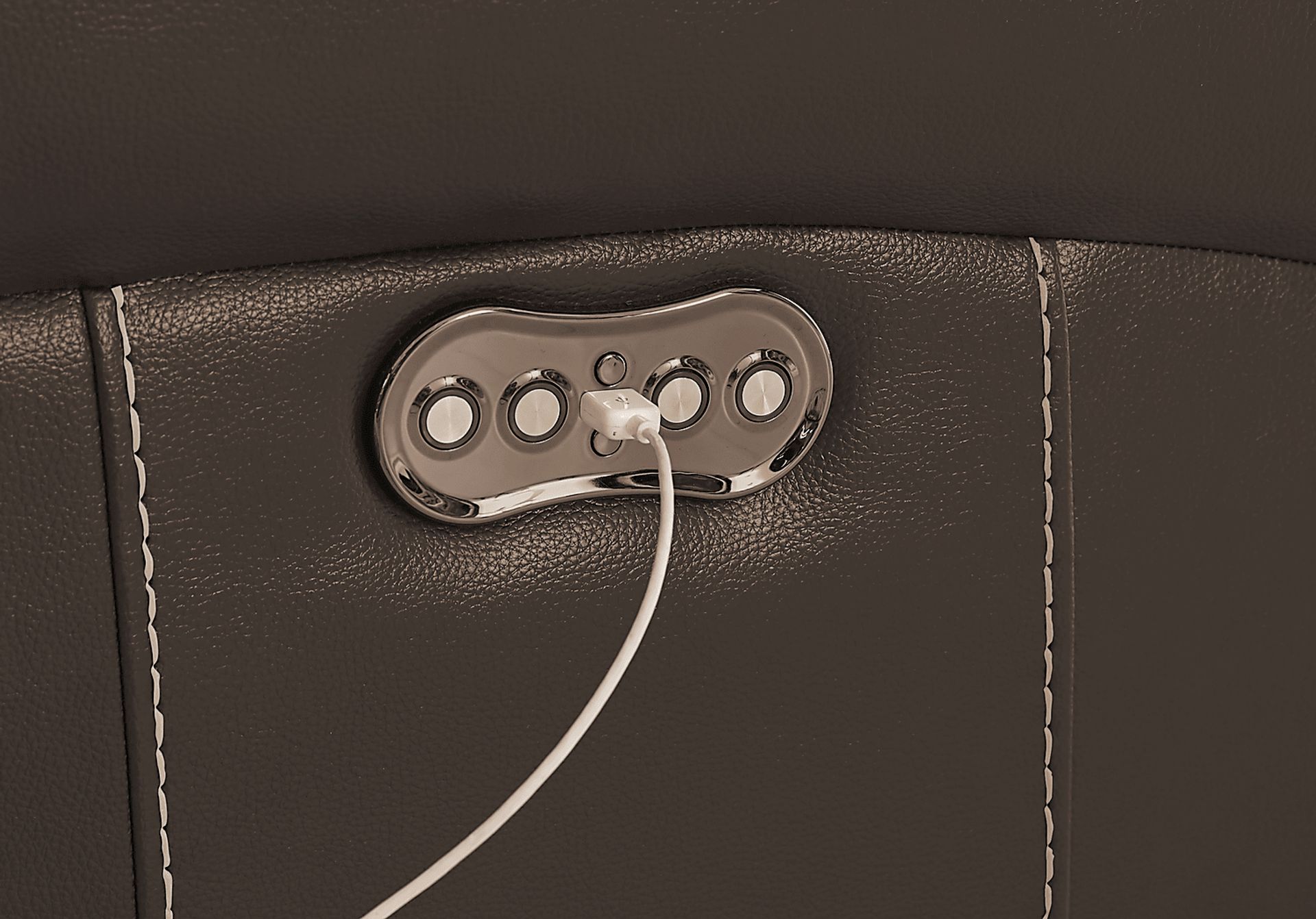 Trevino Place Chocolate Leather Dual Power Reclining Sofa - Image 3